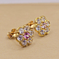 Aros roseta circones y rosa de francia 1 cm 2.6 grs Oro 18k - Miniatura 2
