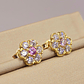 Aros roseta circones y rosa de francia 1 cm 2.6 grs Oro 18k - Miniatura 4