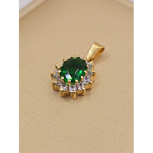 Colgante reina circones y esmeralda 2.2 cm 2.6 grs Oro 18k