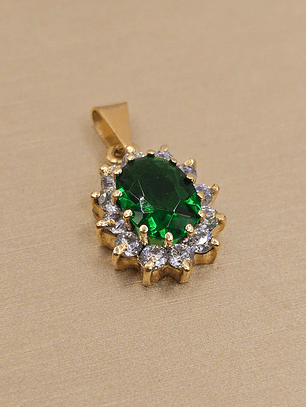 Colgante reina circones y esmeralda 2.2 cm 2.6 grs Oro 18k