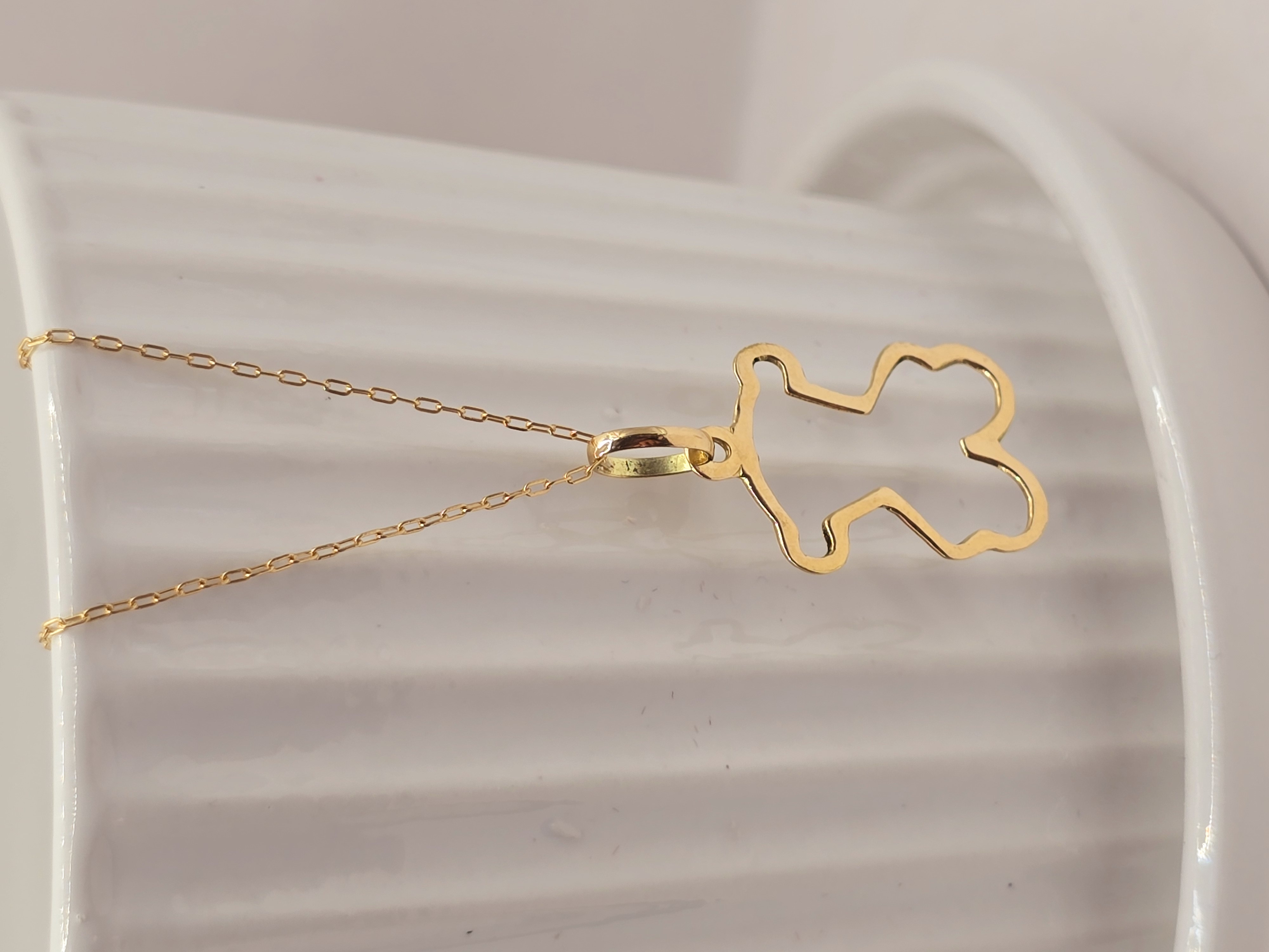 Cadena limada 50 cm y osito 2.8 cm 2 grs Oro 18k 4