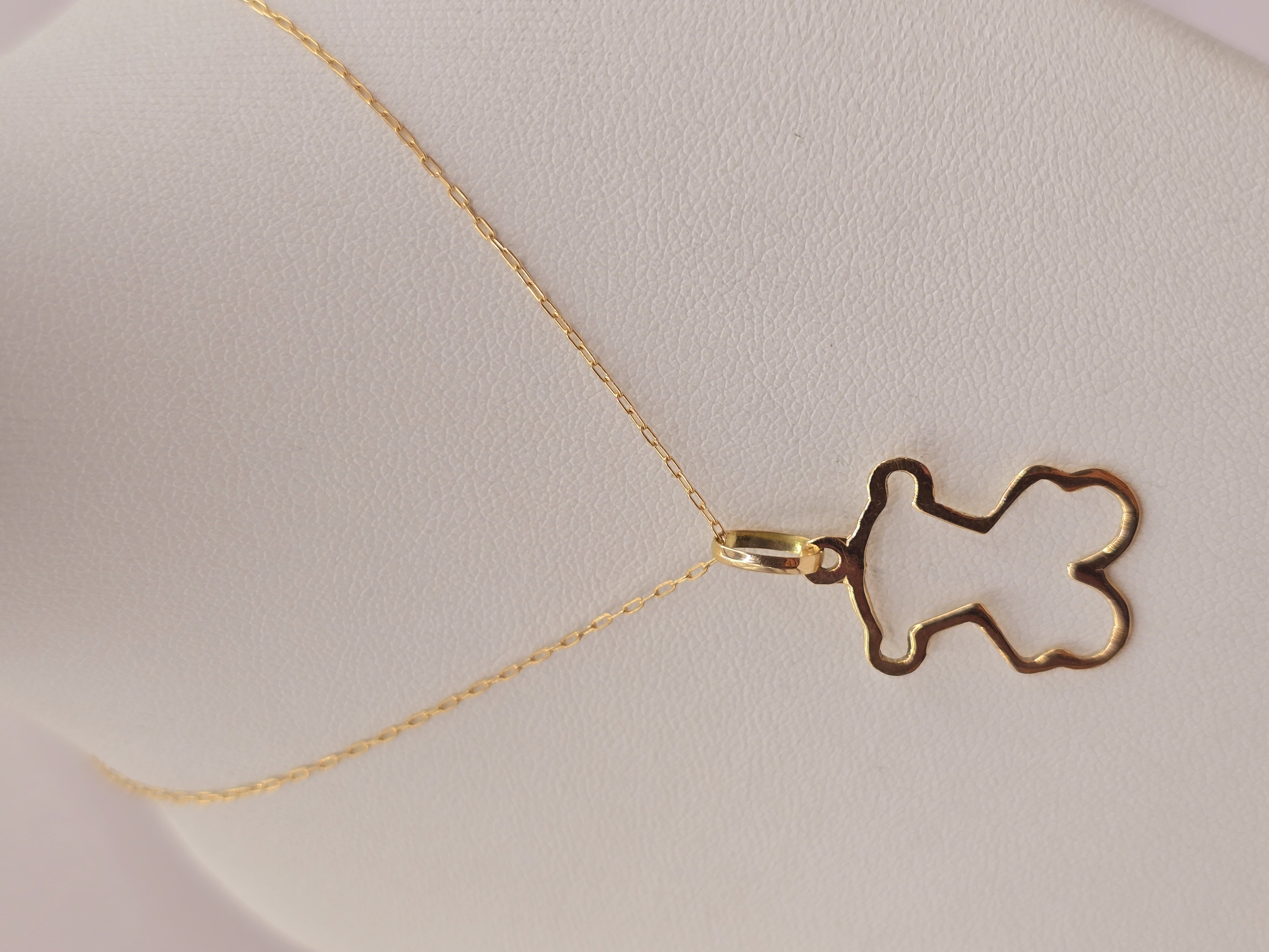 Cadena limada 50 cm y osito 2.8 cm 2 grs Oro 18k 7