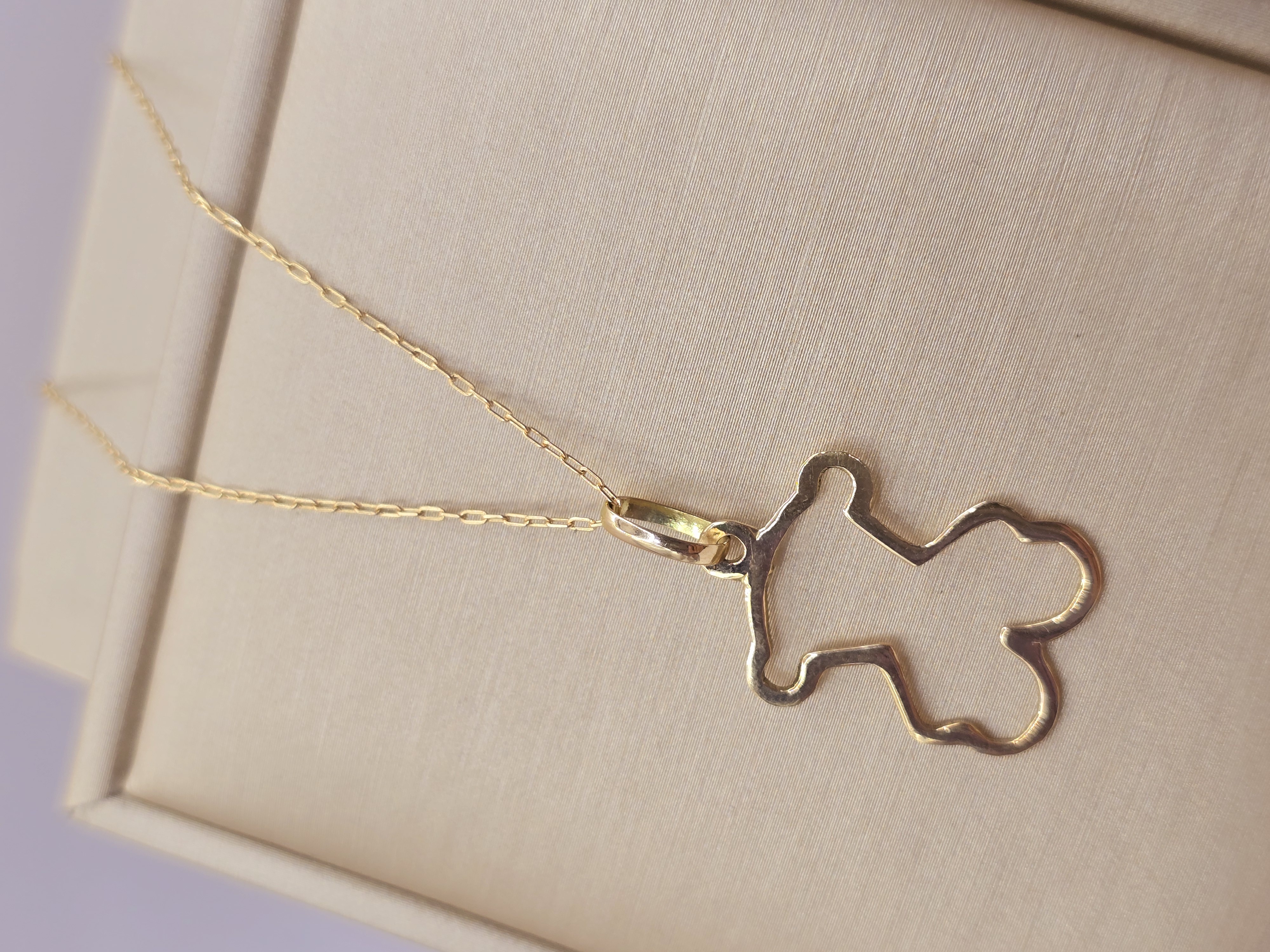 Cadena limada 50 cm y osito 2.8 cm 2 grs Oro 18k 1