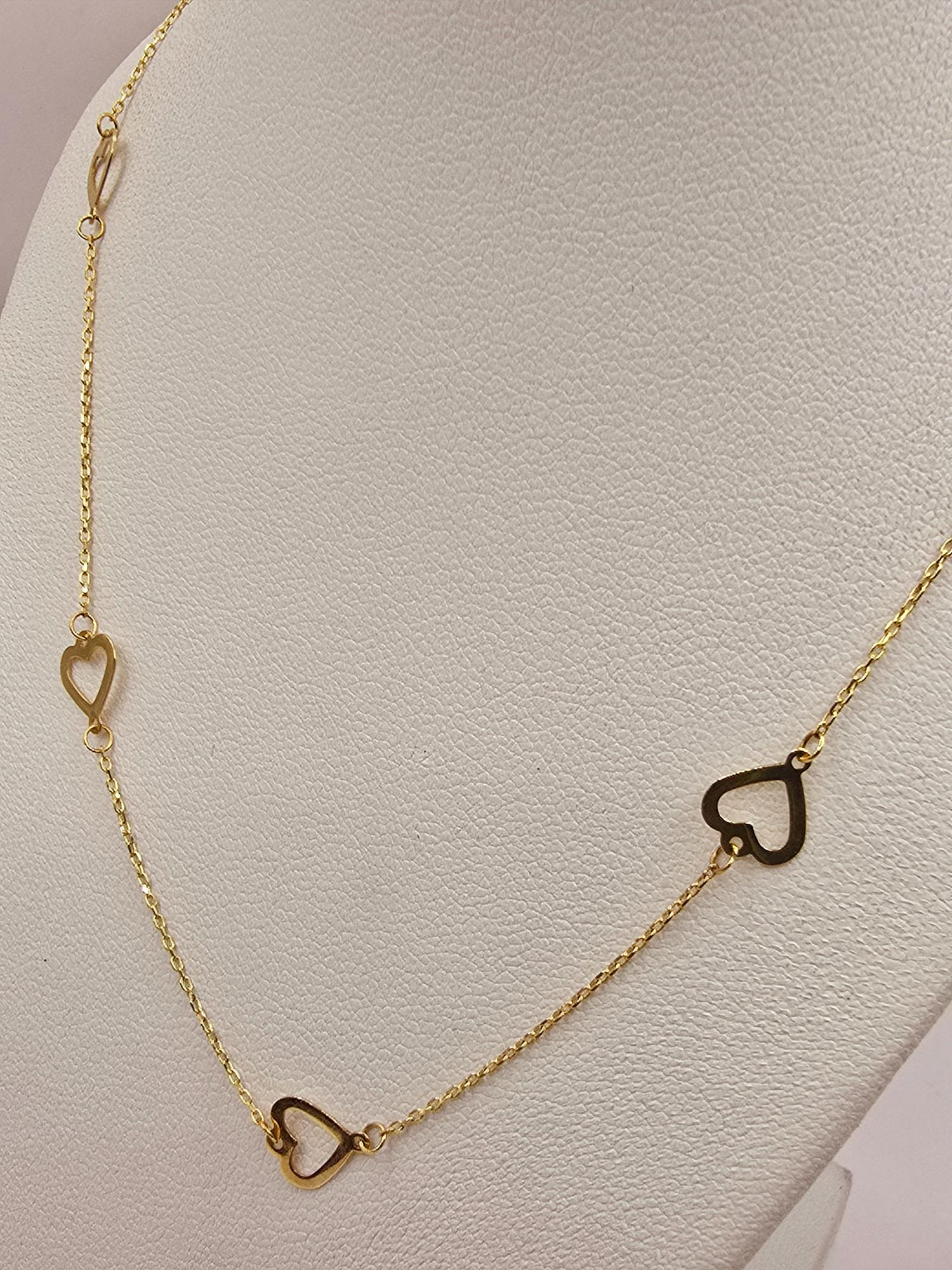 Collar corazones 40 cm largo ajustable 2 grs Oro italiano 18k 3