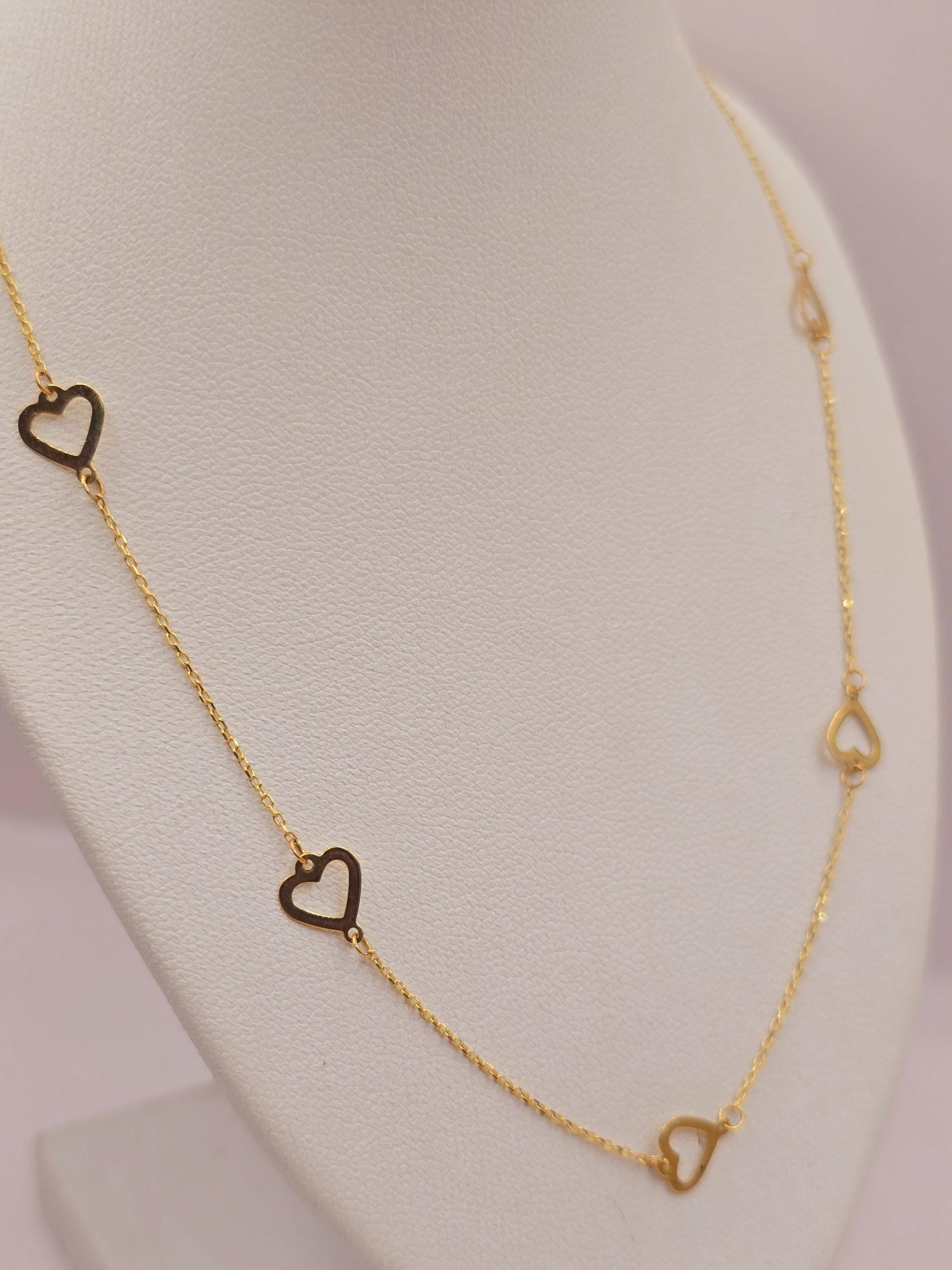 Collar corazones 40 cm largo ajustable 2 grs Oro italiano 18k 4