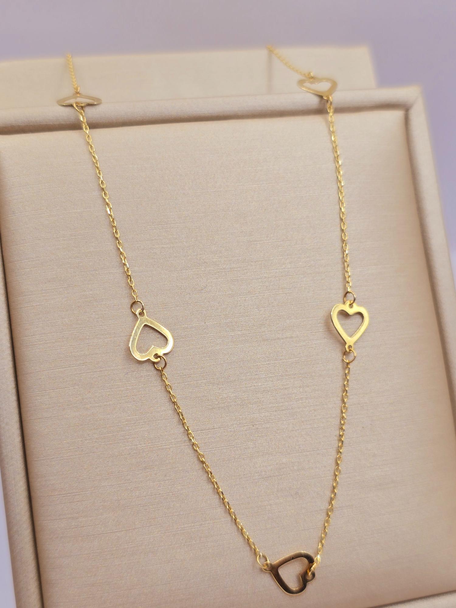 Collar corazones 40 cm largo ajustable 2 grs Oro italiano 18k 5
