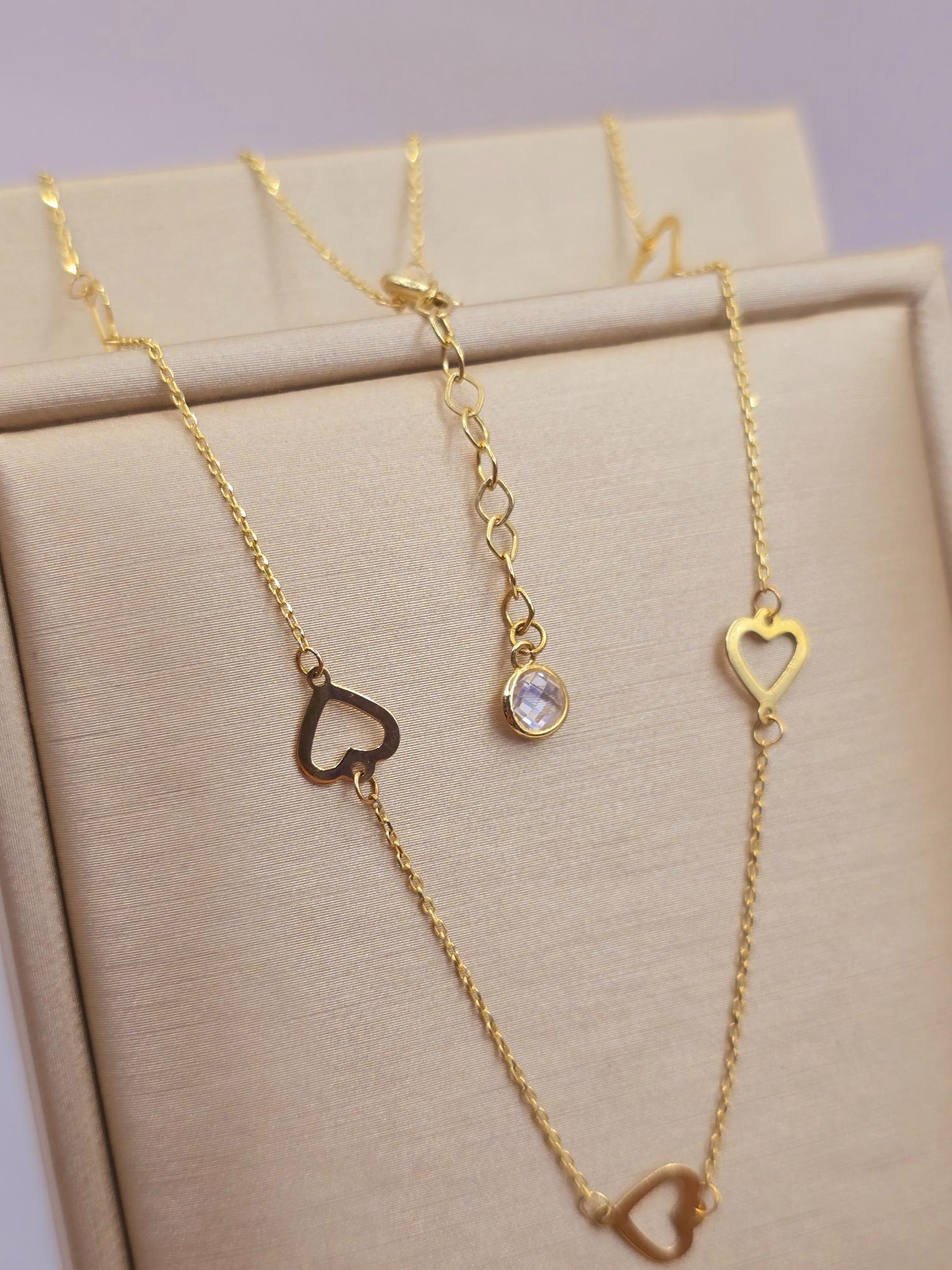 Collar corazones 40 cm largo ajustable 2 grs Oro italiano 18k 6