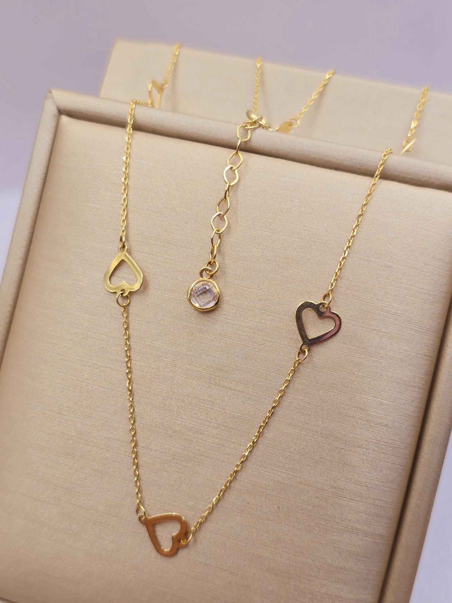 Collar corazones 40 cm largo ajustable 2 grs Oro italiano 18k 7