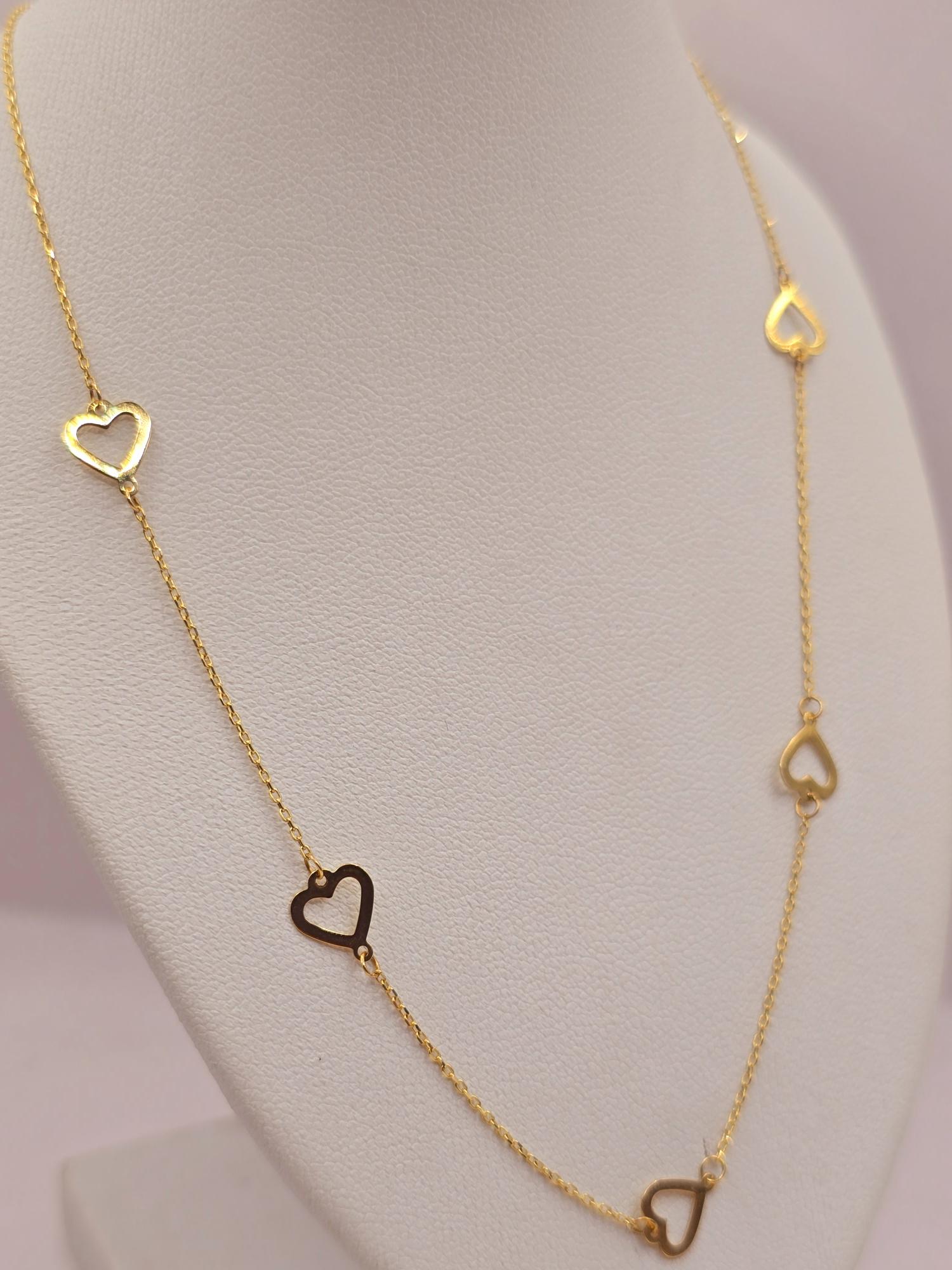 Collar corazones 40 cm largo ajustable 2 grs Oro italiano 18k 2