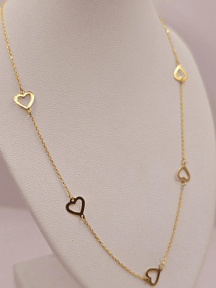 Collar corazones 40 cm largo ajustable 2 grs Oro italiano 18k