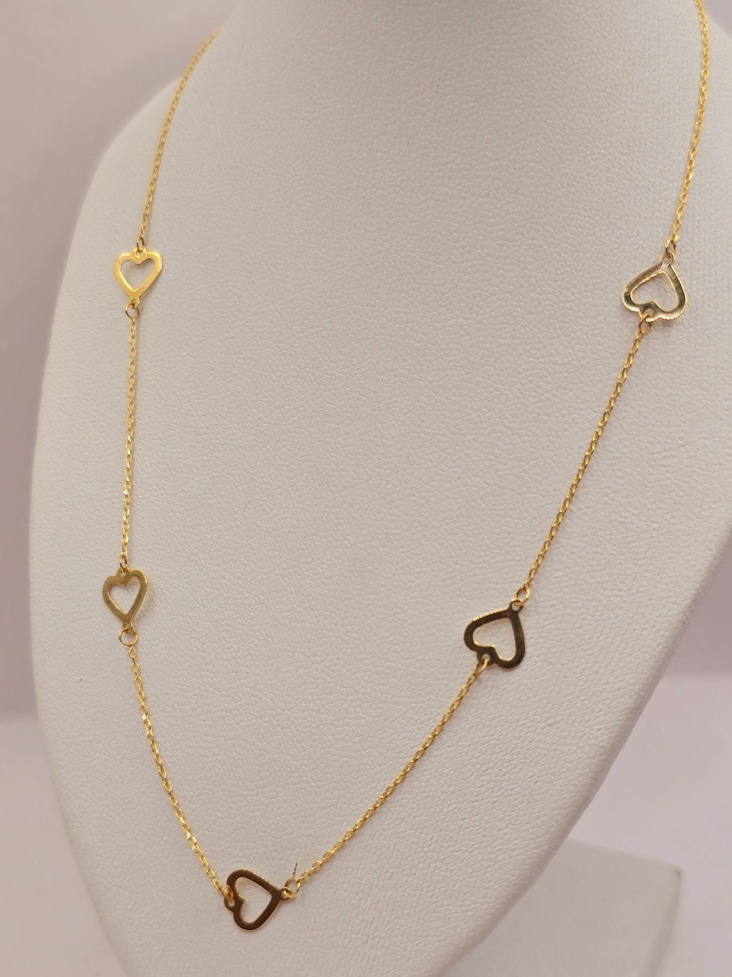 Collar corazones 40 cm largo ajustable 2 grs Oro italiano 18k 8