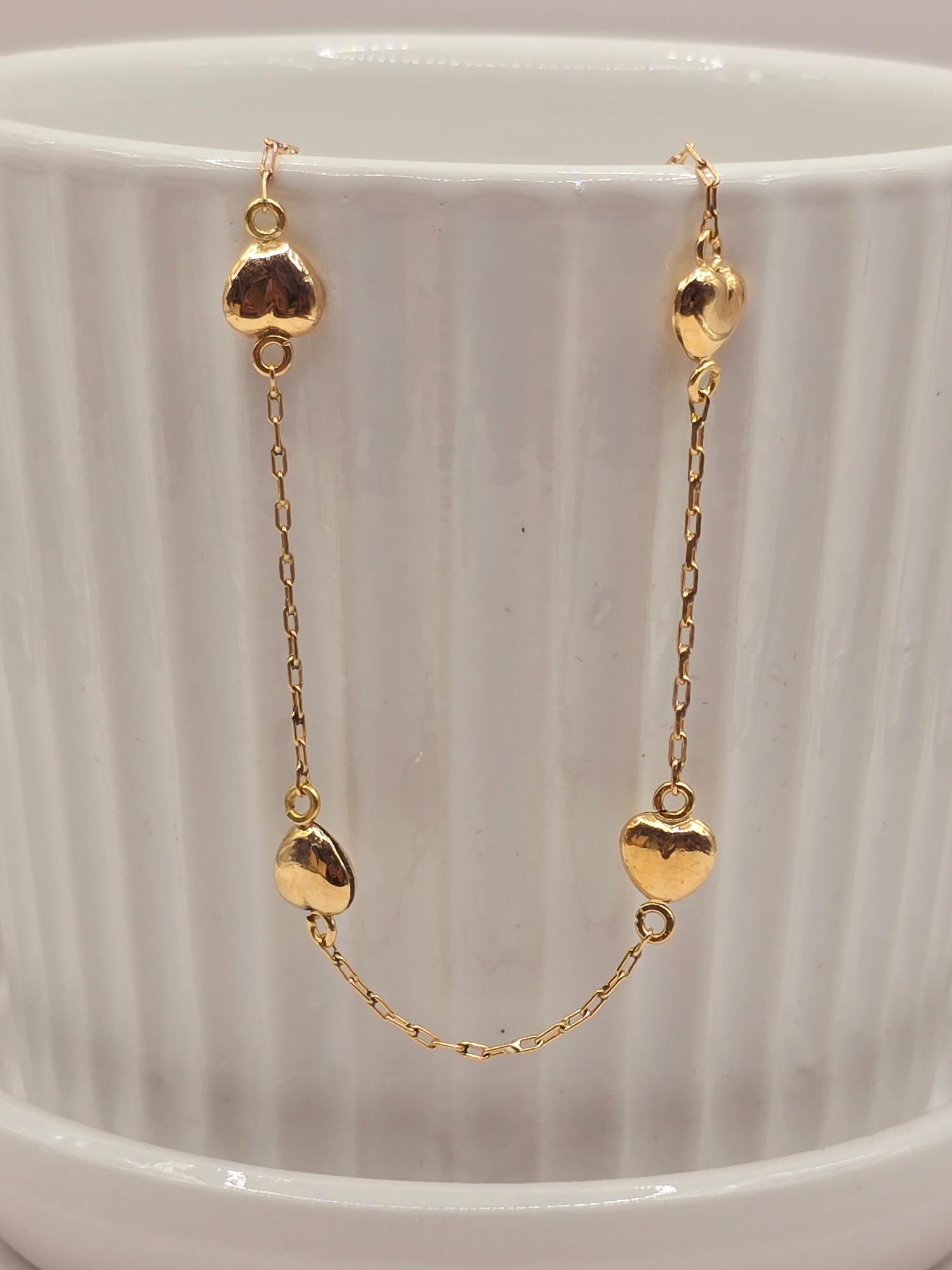 Pulsera corazones 18 cm 2.4 grs Oro 18k 5