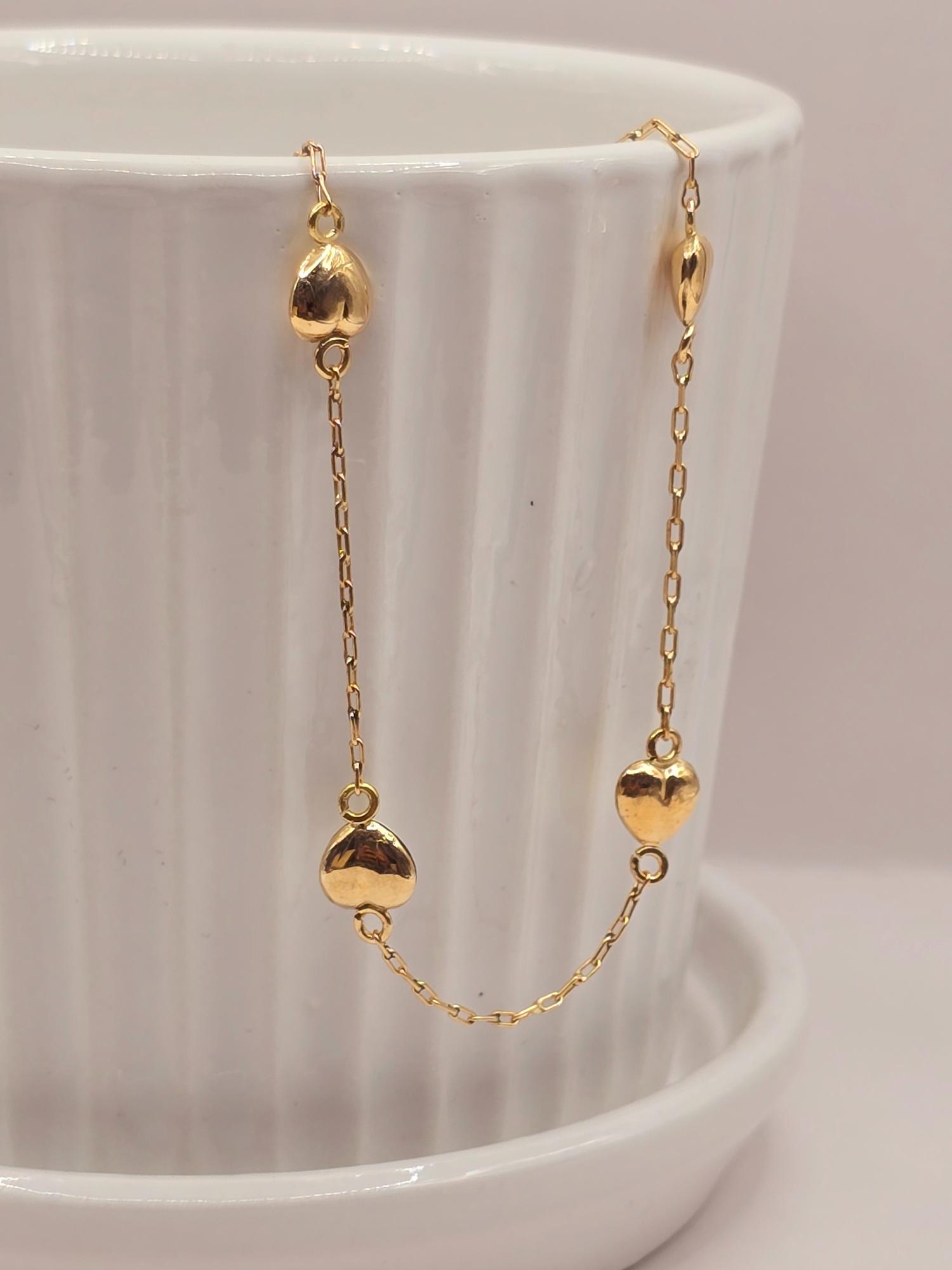 Pulsera corazones 18 cm 2.4 grs Oro 18k 6