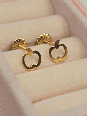 Aros silueta manzana 7 mm 0.7 grs Oro 18k