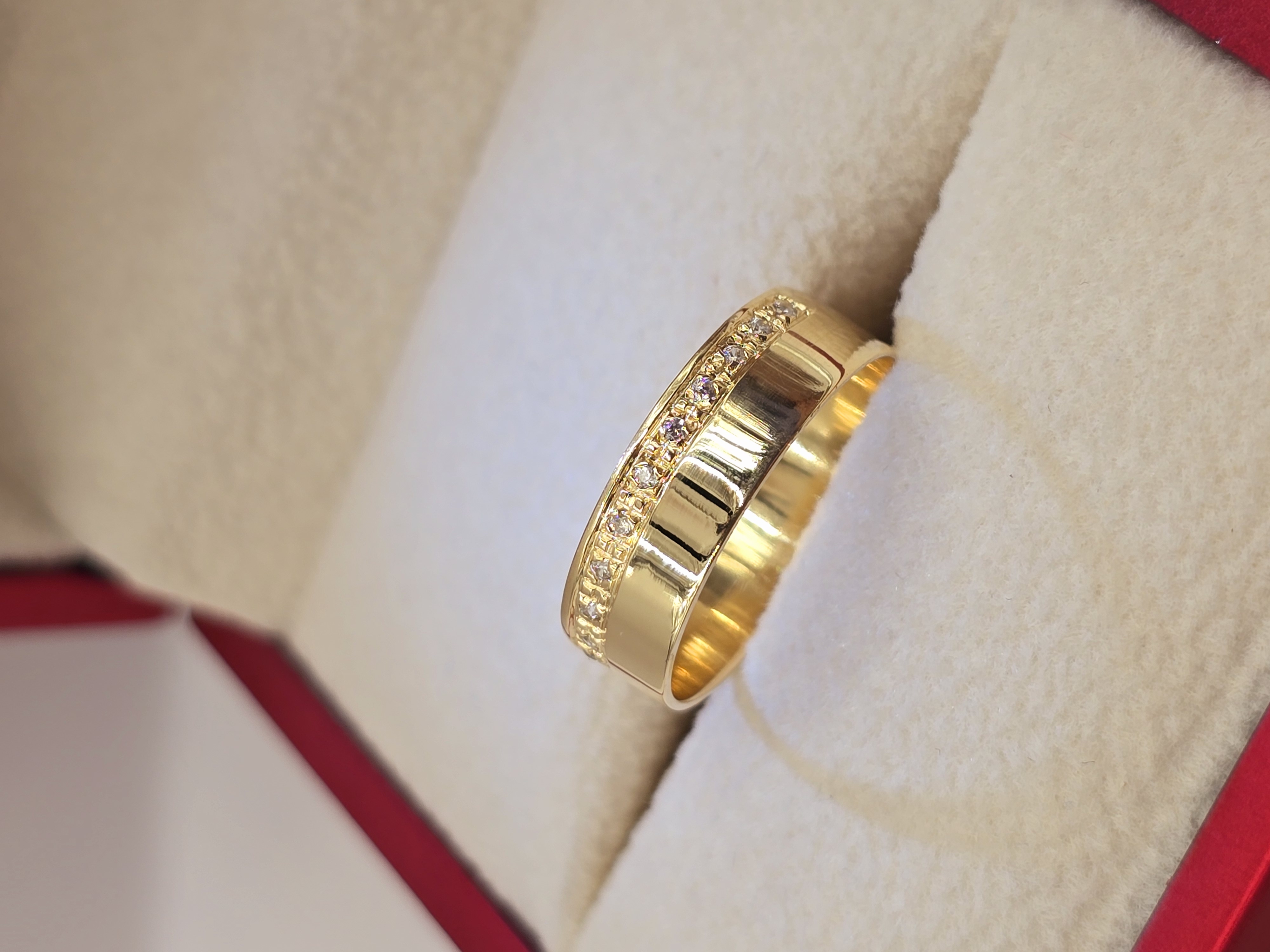 Anillo plano medio cintillo circones 5 mm 3 grs oro 18k 2