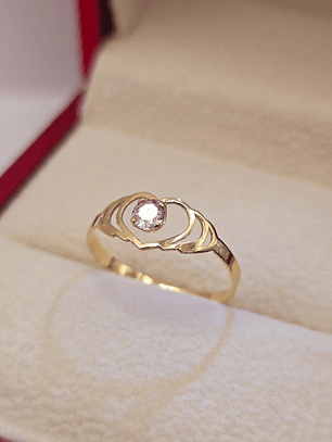 Anillo corazón doble Rosa de Francia 1 gr Oro 18k