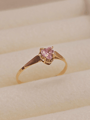 Anillo chatón corazón rosa de Francia 1.1 grs Oro 18k