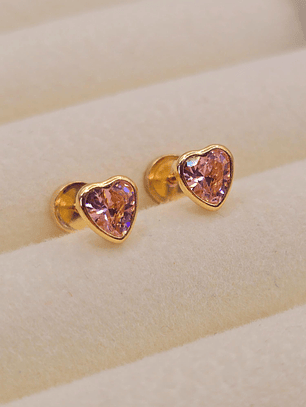 Aros corazón Rosa de Francia 5 mm 1 gr oro 18k 