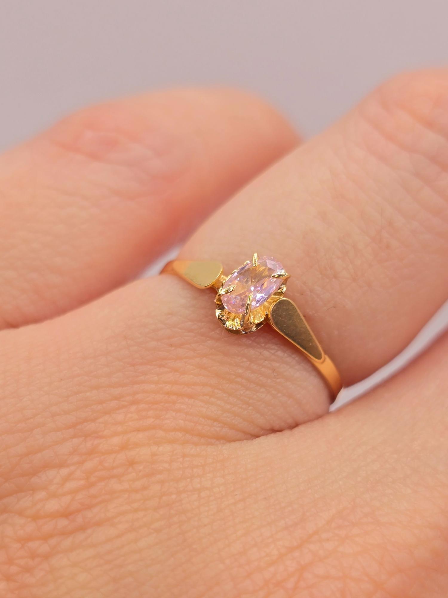 Anillo chatón ovalado rosa de Francia 1.1 grs Oro 18k 2