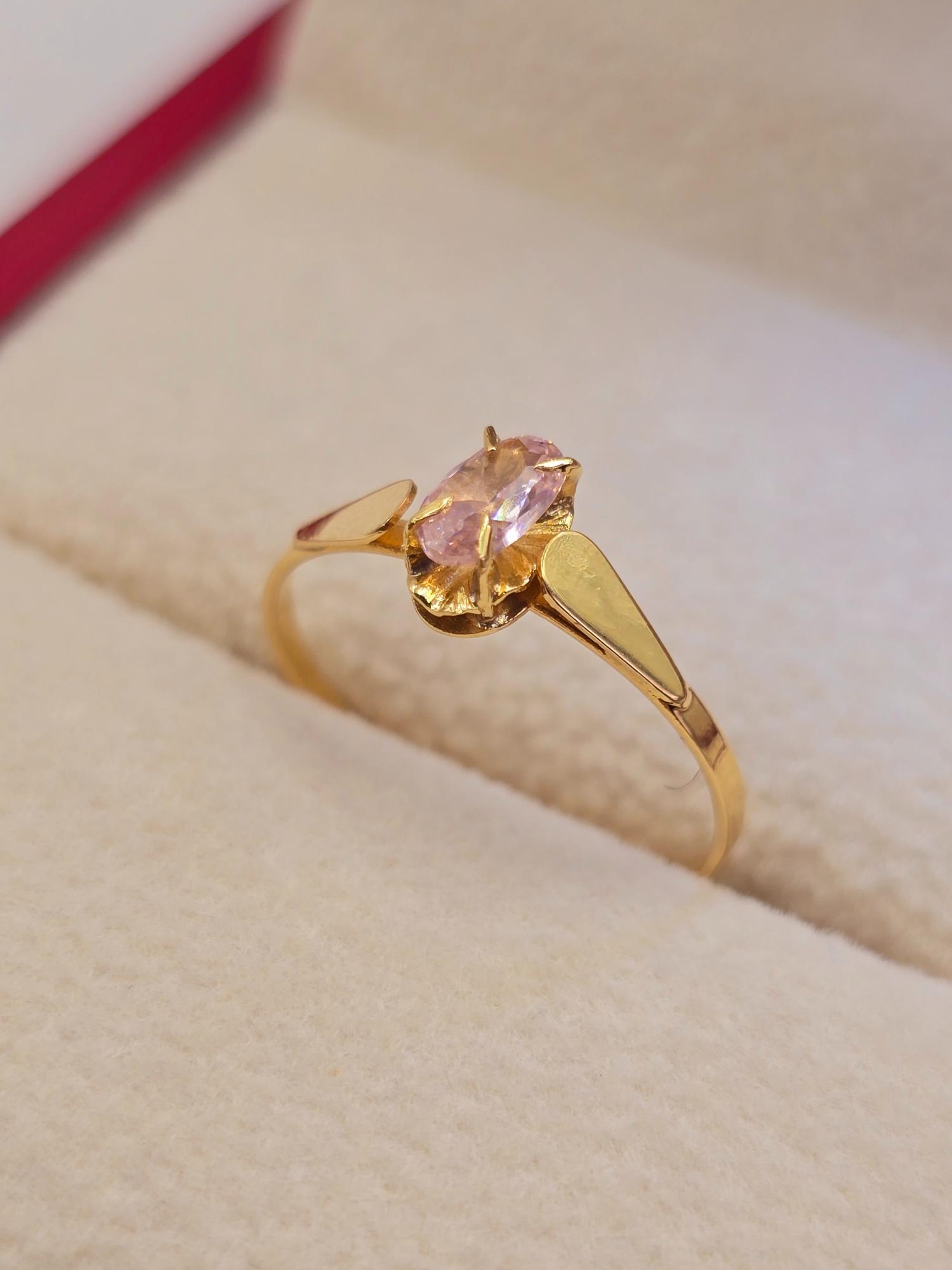 Anillo chatón ovalado rosa de Francia 1.1 grs Oro 18k 4