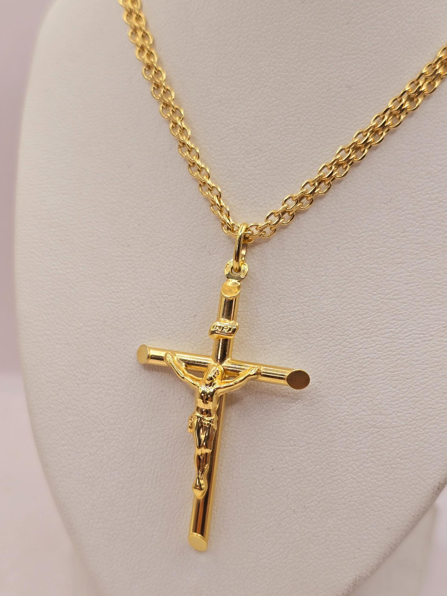 Cadena tejido chino 60 cm con cruz cristo 12 grs Oro Italiano 750 3