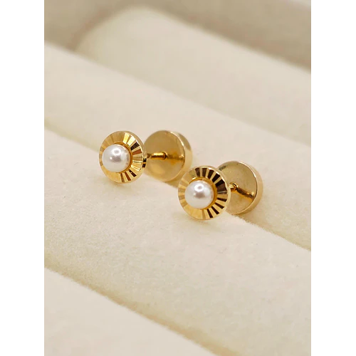 Aros abridores facetados perla 5 mm Oro 18k