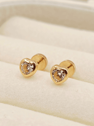 Aros abridores corazón circon 5 mm Oro 18k 
