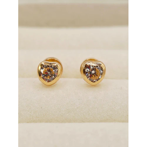 Aros abridores corazón circon 5 mm Oro 18k 