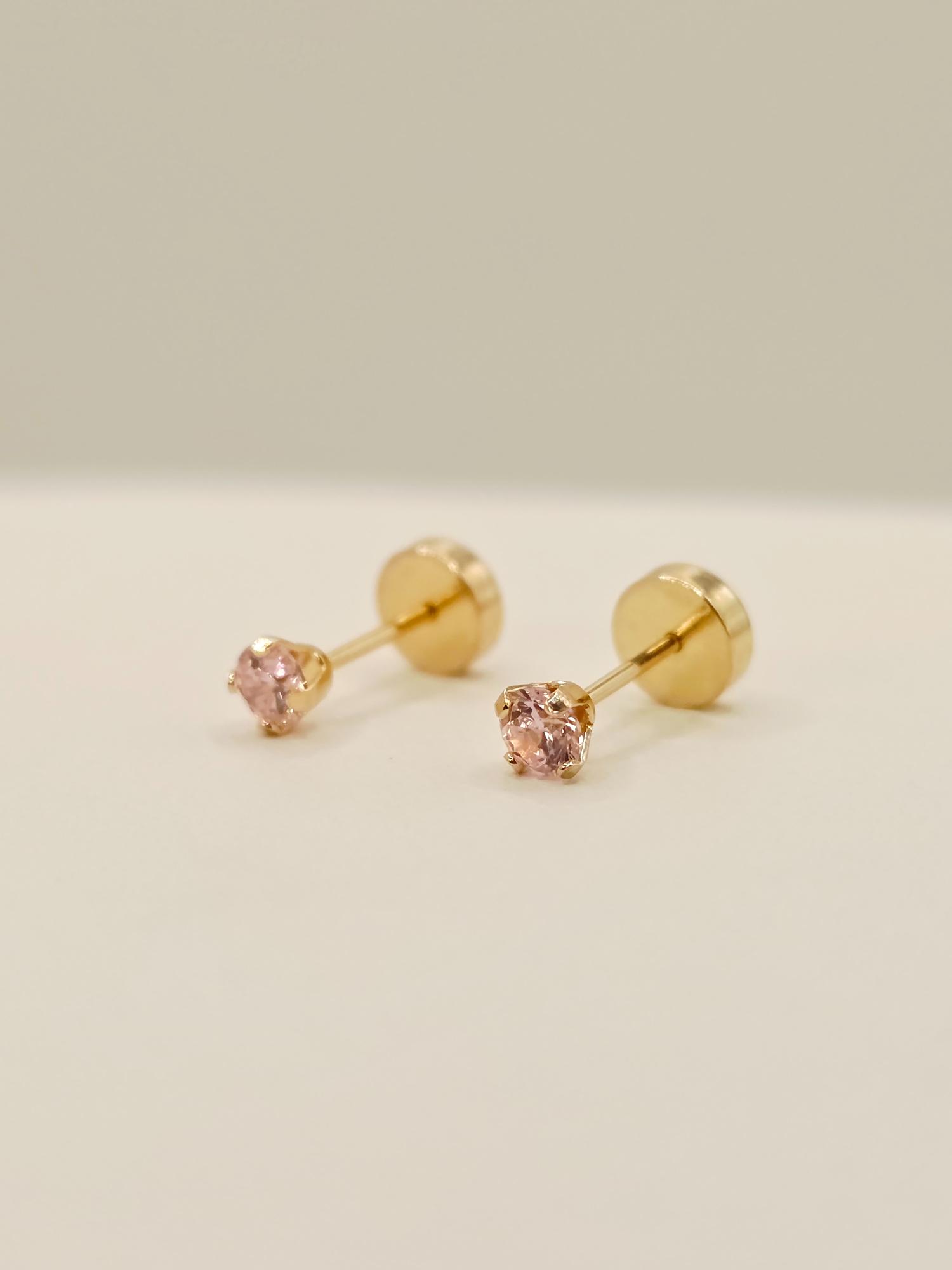 Aros abridores chispita rosa de Francia 3 mm Oro 18k 3