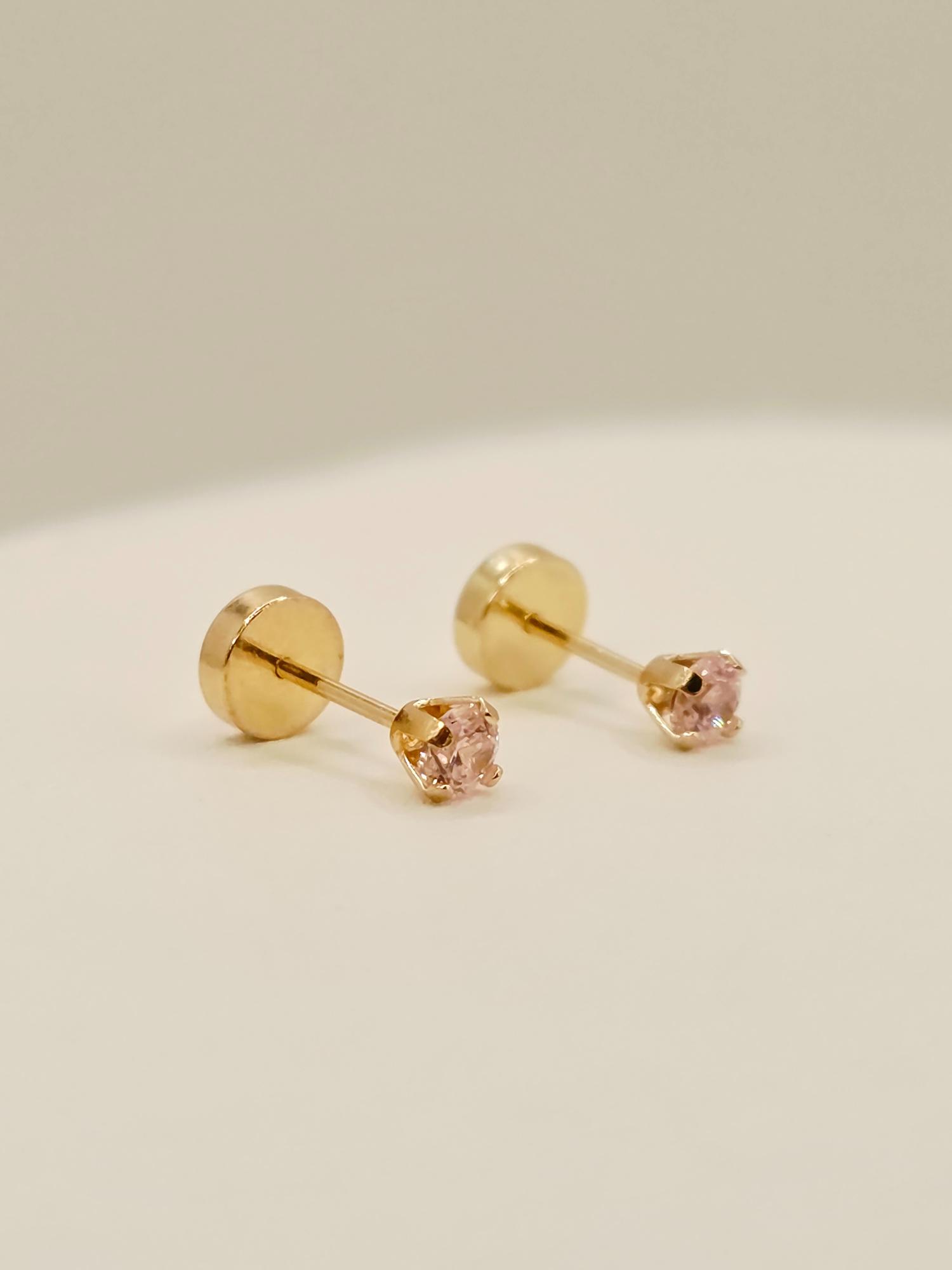 Aros abridores chispita rosa de Francia 3 mm Oro 18k 4