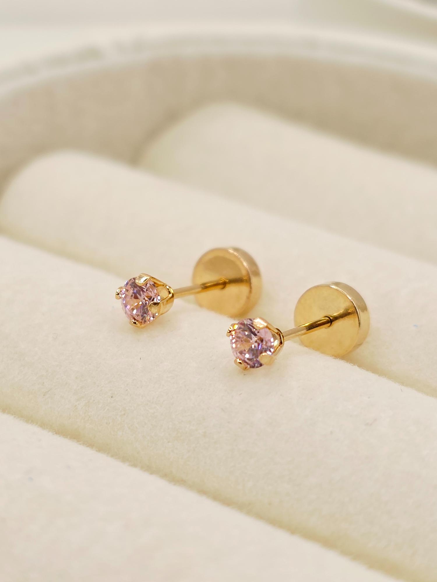 Aros abridores chispita rosa de Francia 3 mm Oro 18k 5