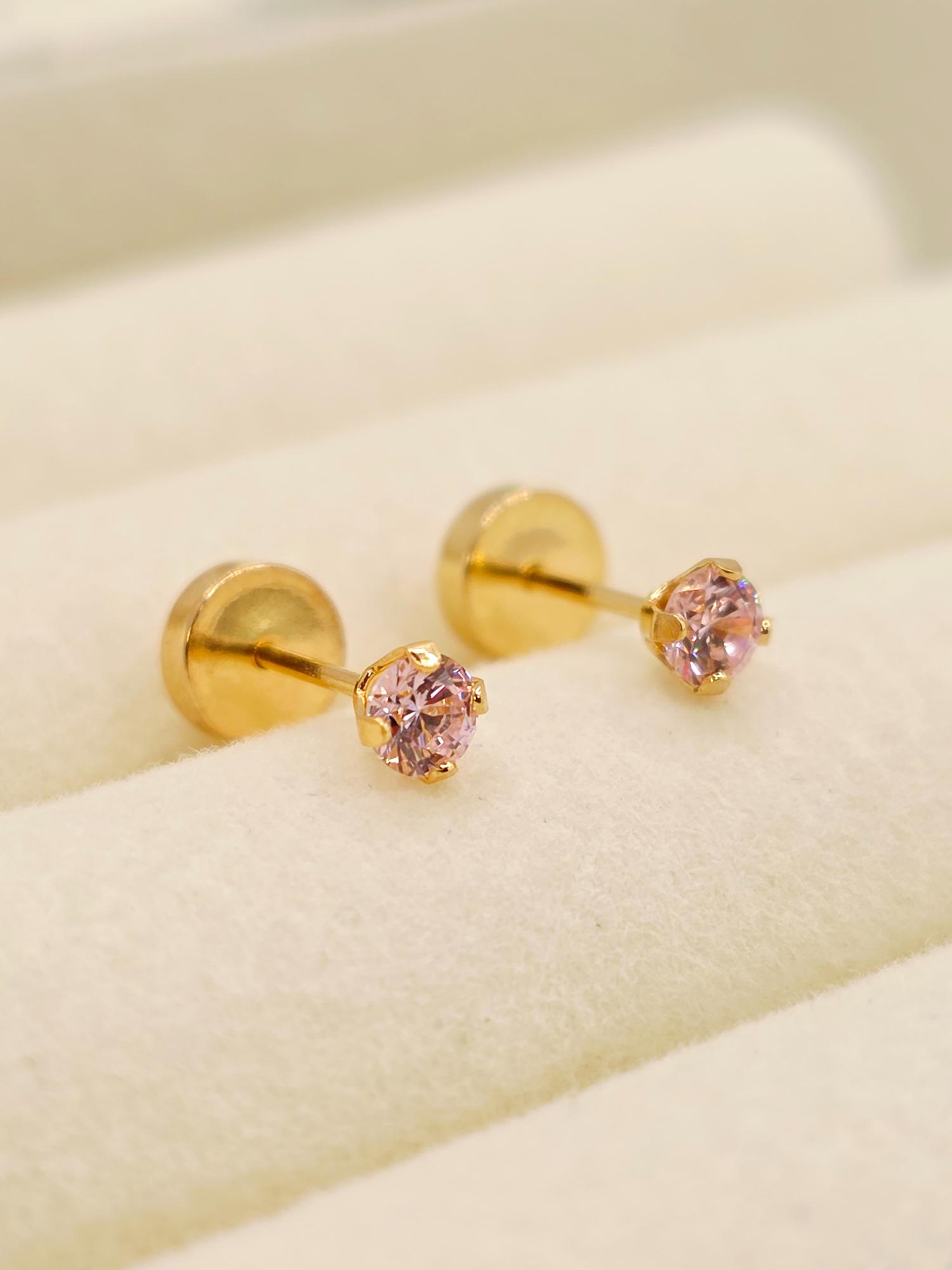 Aros abridores chispita rosa de Francia 3 mm Oro 18k 1