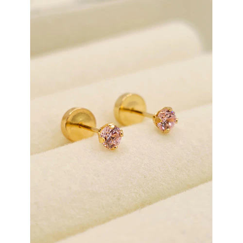 Aros abridores chispita rosa de Francia 3 mm Oro 18k