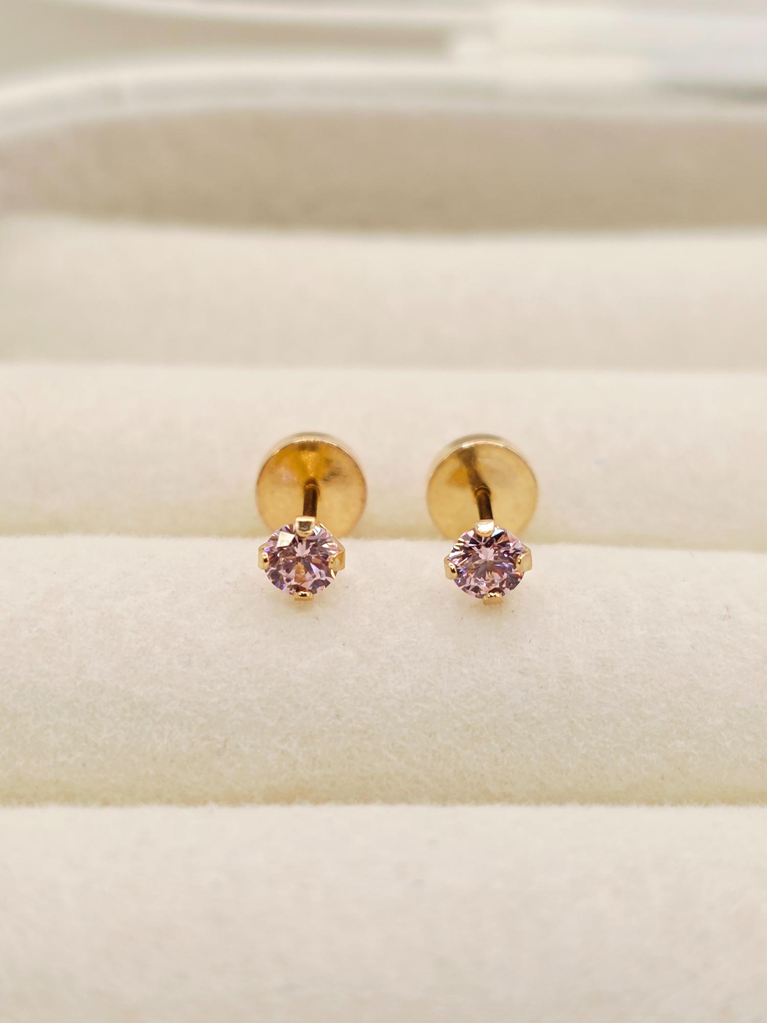 Aros abridores chispita rosa de Francia 3 mm Oro 18k 2