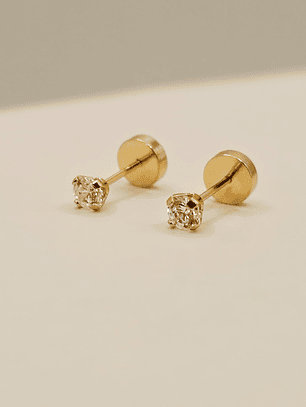 Aros abridores chispita circón 3 mm Oro 18k