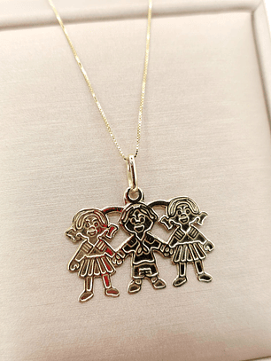 Cadena veneciana 50 cm y colgante tres niñ@s 3 cm 4 grs Oro 18k
