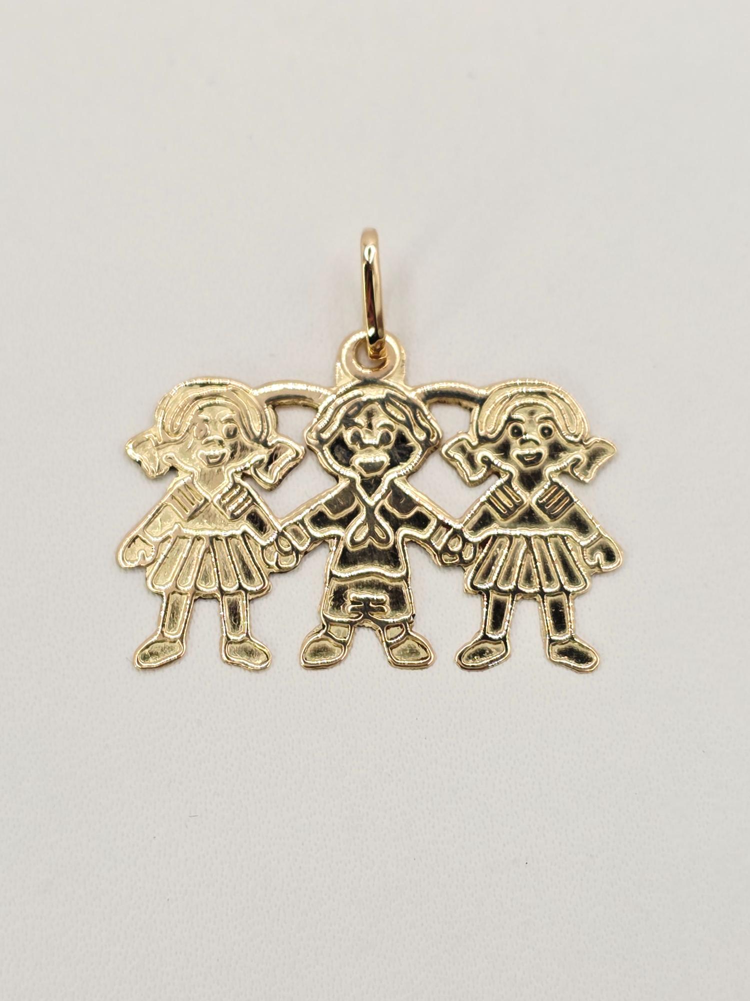 Colgante tres niñ@s 3 cm 2.7 grs Oro 18k 2