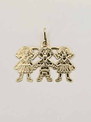 Colgante tres niñ@s 3 cm 2.7 grs Oro 18k