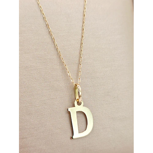 Cadena limada 50 cm y letra 2 cm 2 grs Oro 18k
