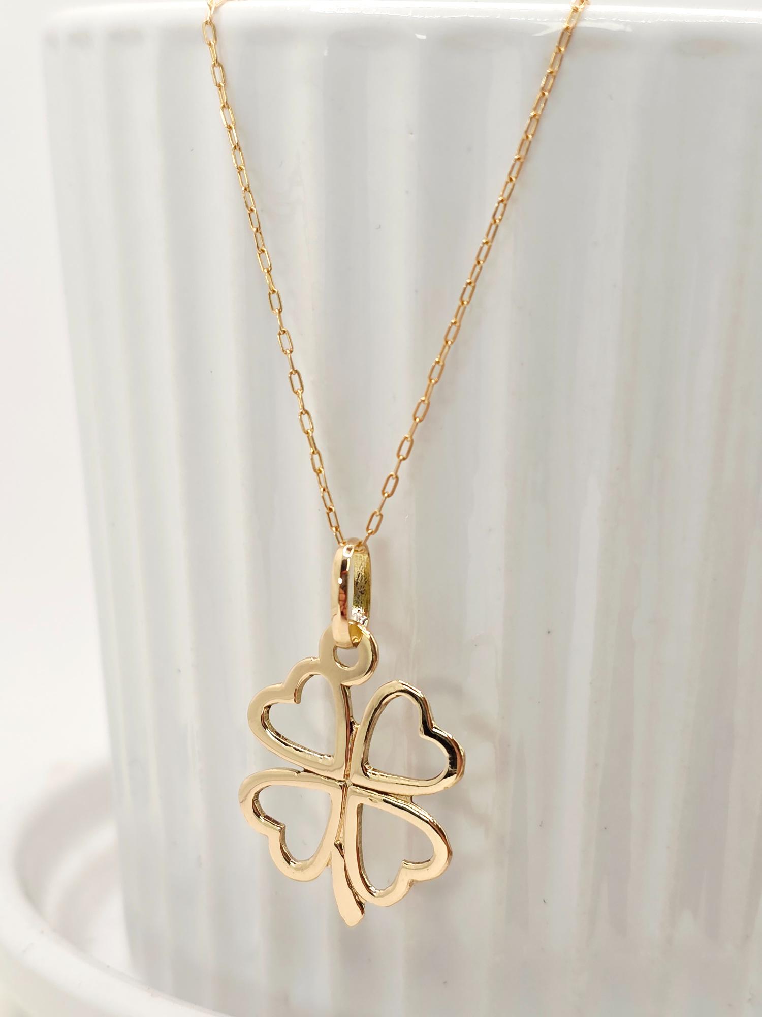 Cadena limada 50 cm y colgante trébol 1.8 cm 2.3 grs Oro 18k 4