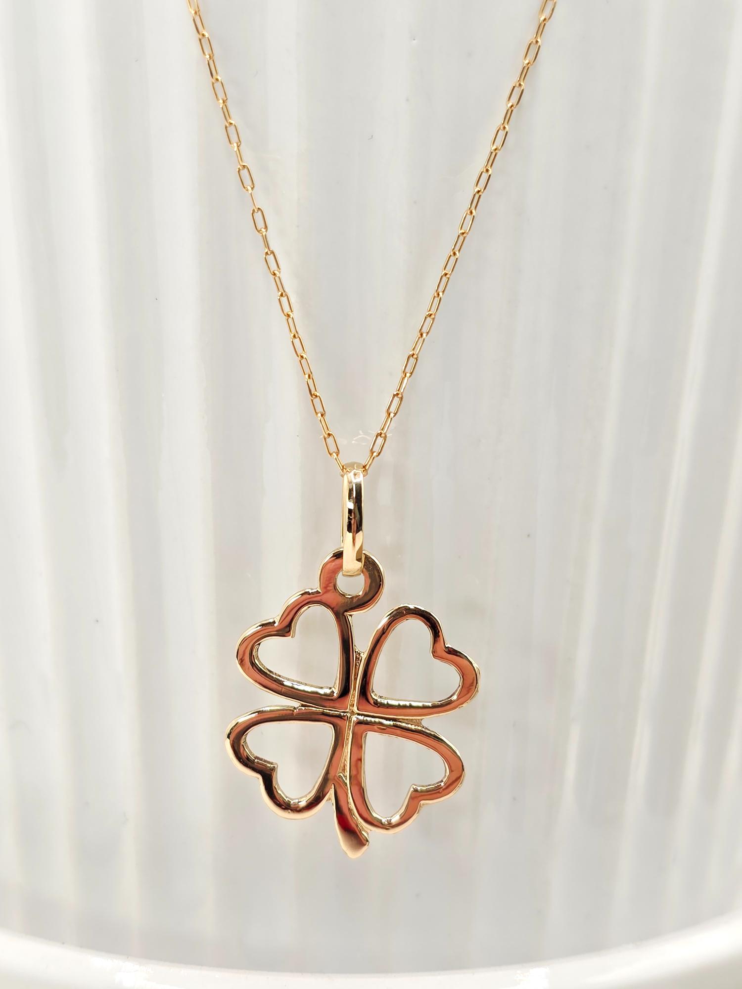 Cadena limada 50 cm y colgante trébol 1.8 cm 2.3 grs Oro 18k 5