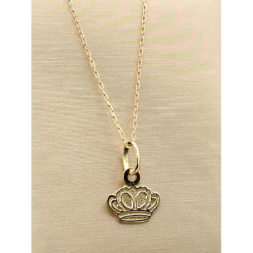 Cadena limada 50 cm y colgante corona 1.7 cm 2 grs Oro 18k