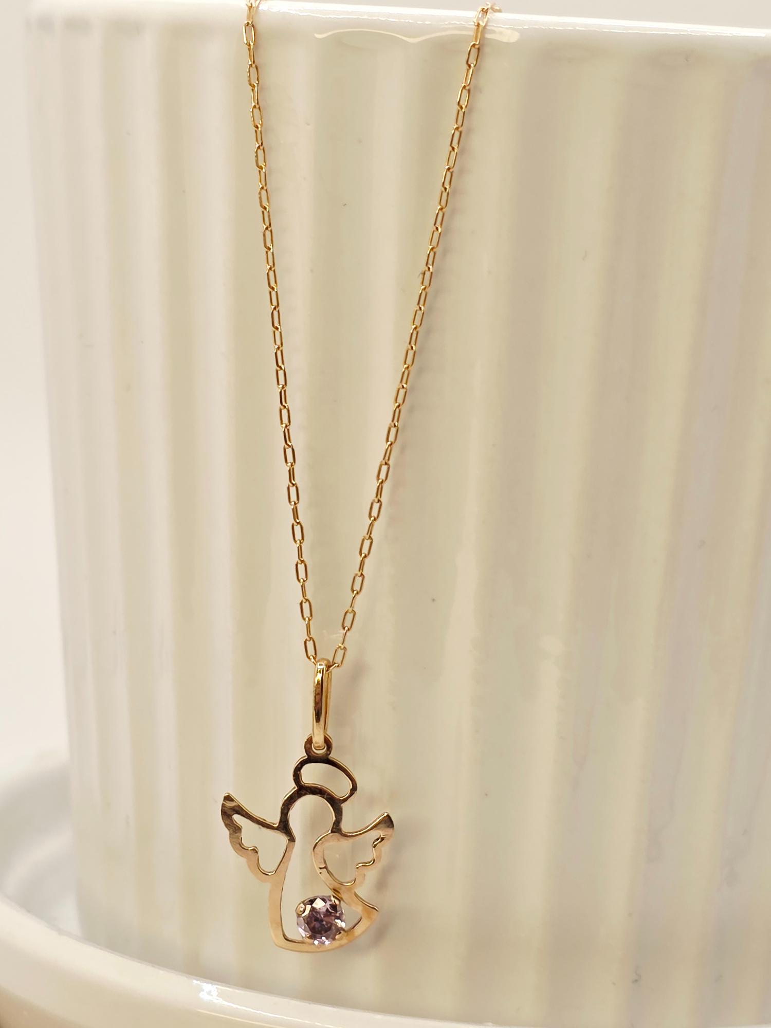 Cadena limada 50 cm y colgante angel 2.1 cm 1.9 grs Oro 18k 4