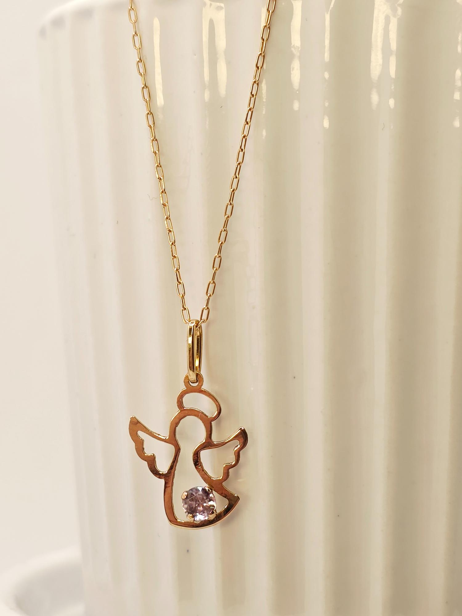 Cadena limada 50 cm y colgante angel 2.1 cm 1.9 grs Oro 18k 5