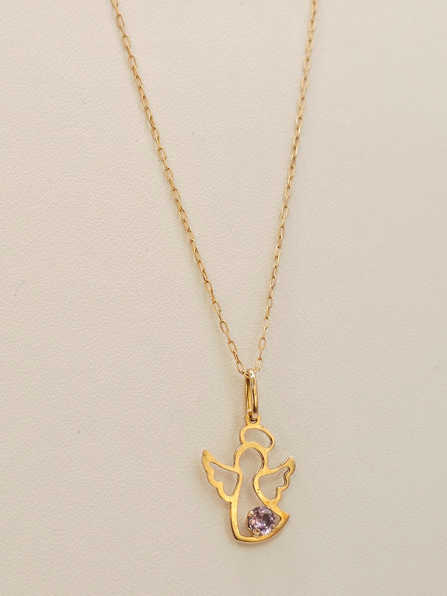 Cadena limada 50 cm y colgante angel 2.1 cm 1.9 grs Oro 18k 3