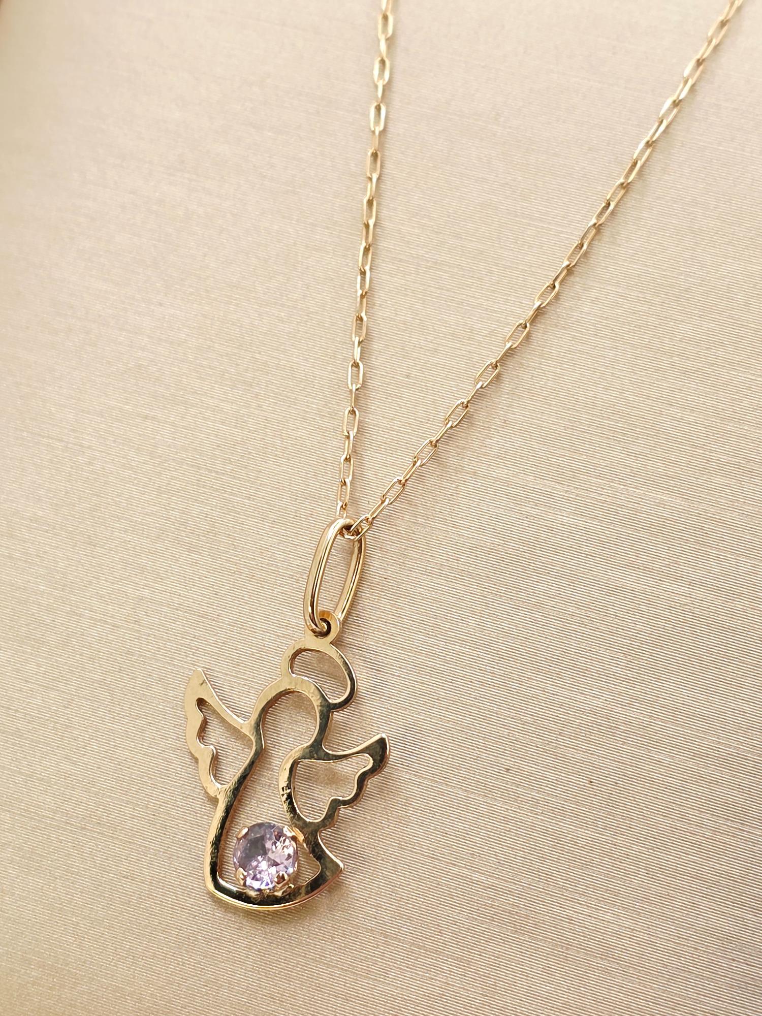 Cadena limada 50 cm y colgante angel 2.1 cm 1.9 grs Oro 18k 6