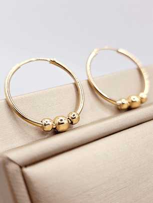 Aros tubo bolas 2.5 cm 2.7 grs Oro 18k