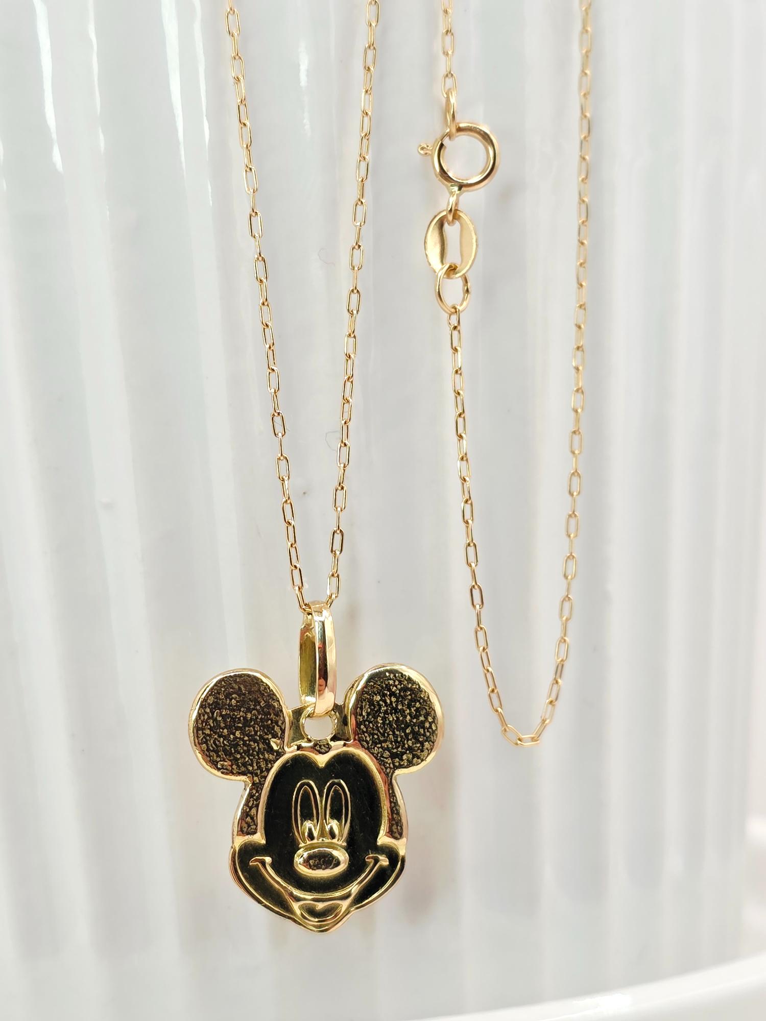 Cadena limada 50 cm y colgante Mickey 2 cm 2.7 grs Oro 18k 1