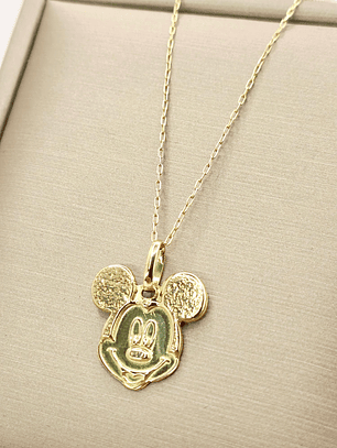 Cadena limada 50 cm y colgante Mickey 2 cm 2.7 grs Oro 18k