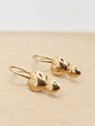 Aros doble corazón con gancho 2 cm 1.2 grs Oro 18k 